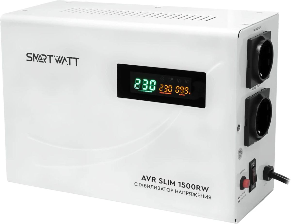 Стабилизатор напряжения SMARTWATT AVR Slim 1500RW белый [4512020310003]